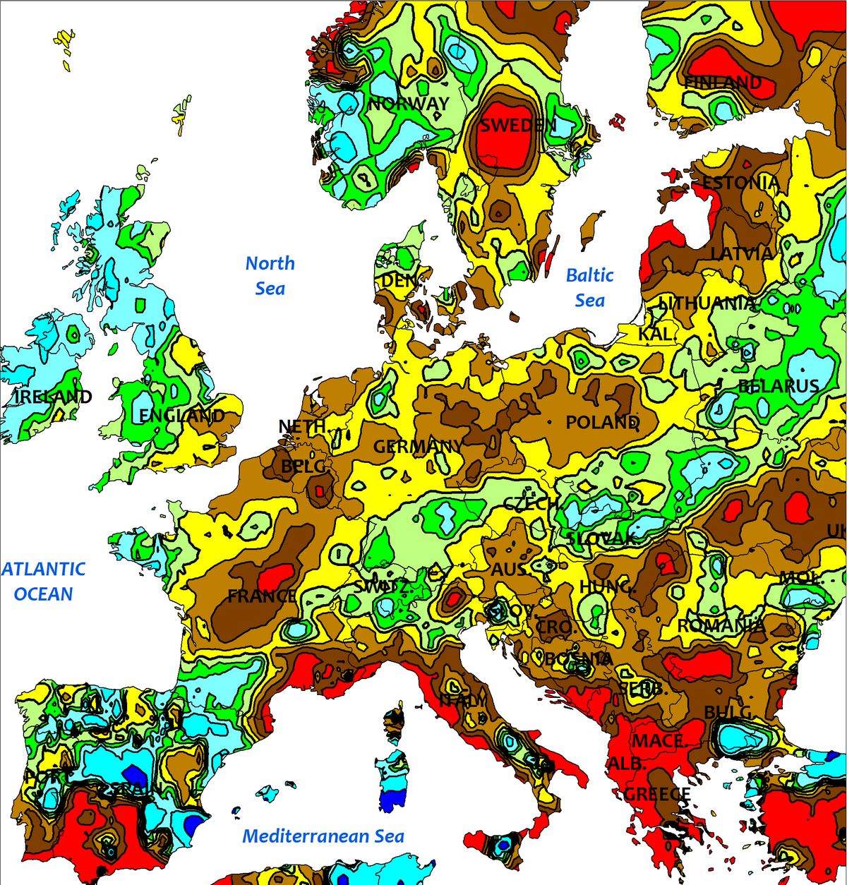 precipitations août Europe 2019